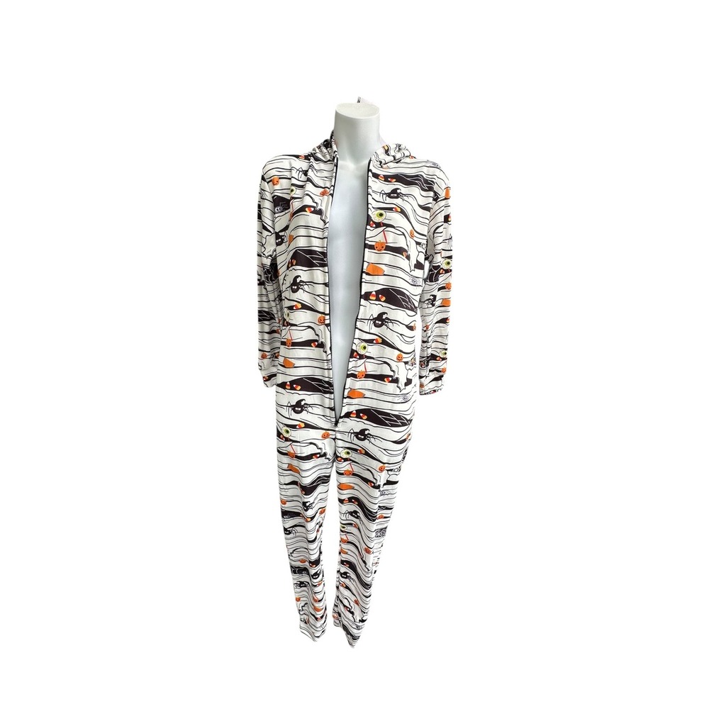 Halloween Mummy Costume Jumpsuit Hooded One Piece Spiders Candy Corn